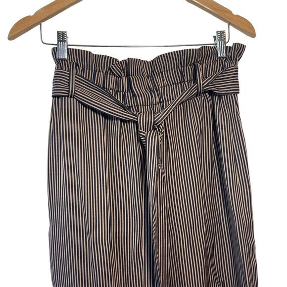 J. Crew Point Sur Black/Tan Paper Bag Waist Wide Leg Pants Sz 8 - Picture 5 of 8